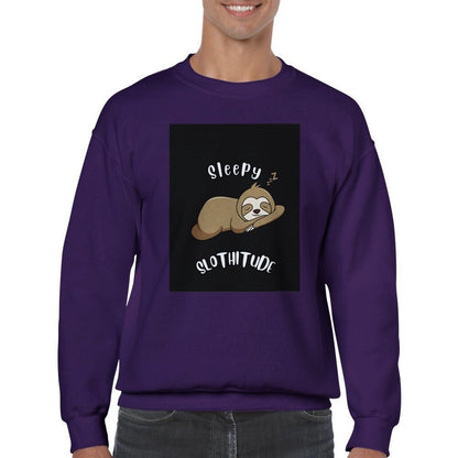 Sleepy Slothitude Crew Neck Unisex Sweatshirt - BoundlessLoveStore - Purple - S - Clothing - College Sweatshirt