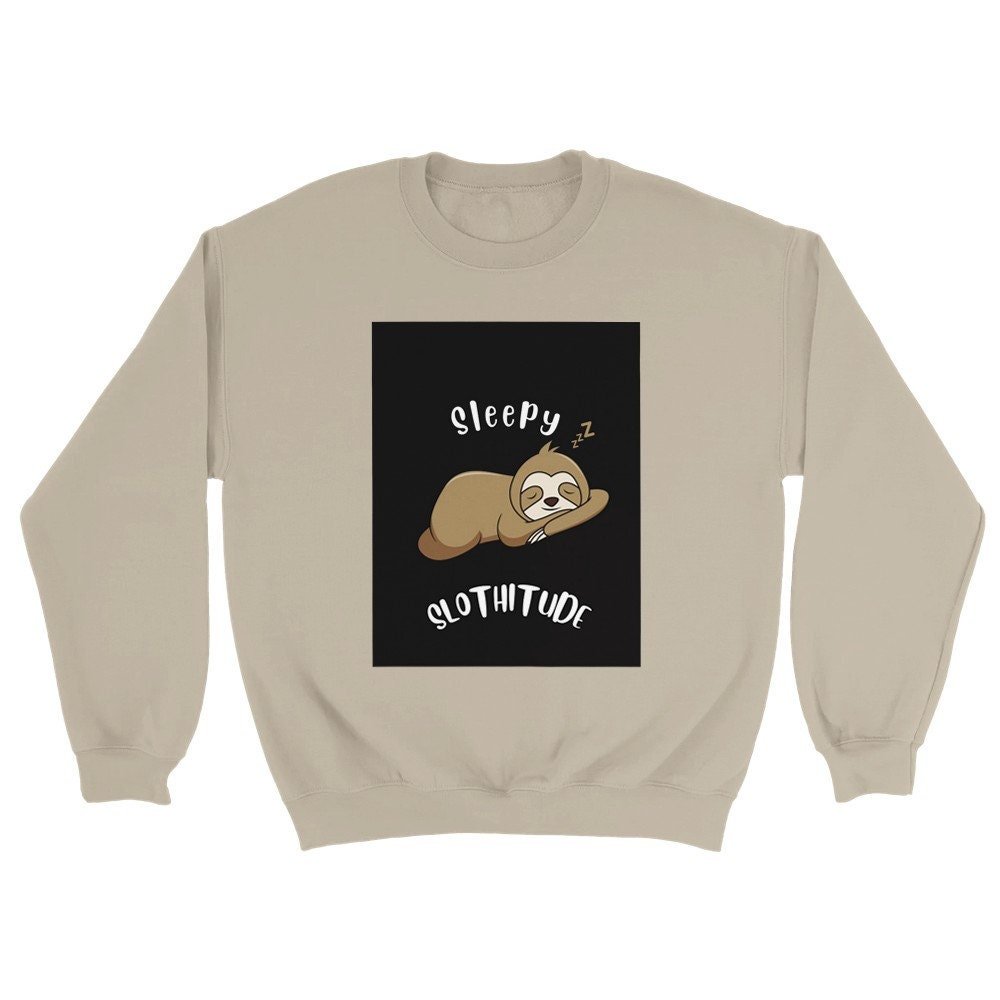 Sleepy Slothitude Crew Neck Unisex Sweatshirt - BoundlessLoveStore - Light Blue - S - Clothing - College Sweatshirt