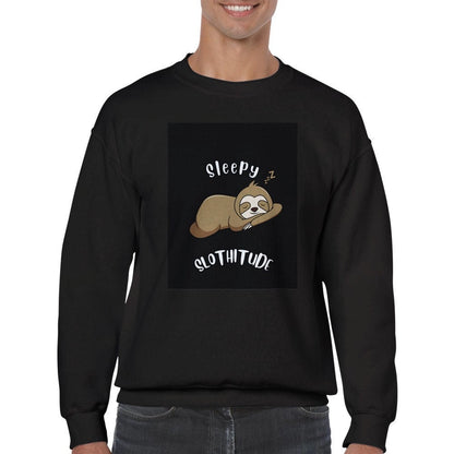 Sleepy Slothitude Crew Neck Unisex Sweatshirt - BoundlessLoveStore - Black - S - Clothing - College Sweatshirt