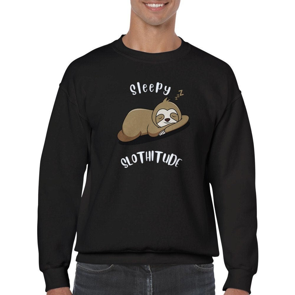 Sleepy Slothitude Unisex Crew Neck Sweatshirt - BoundlessLoveStore - Purple - S - Clothing - College Sweatshirt