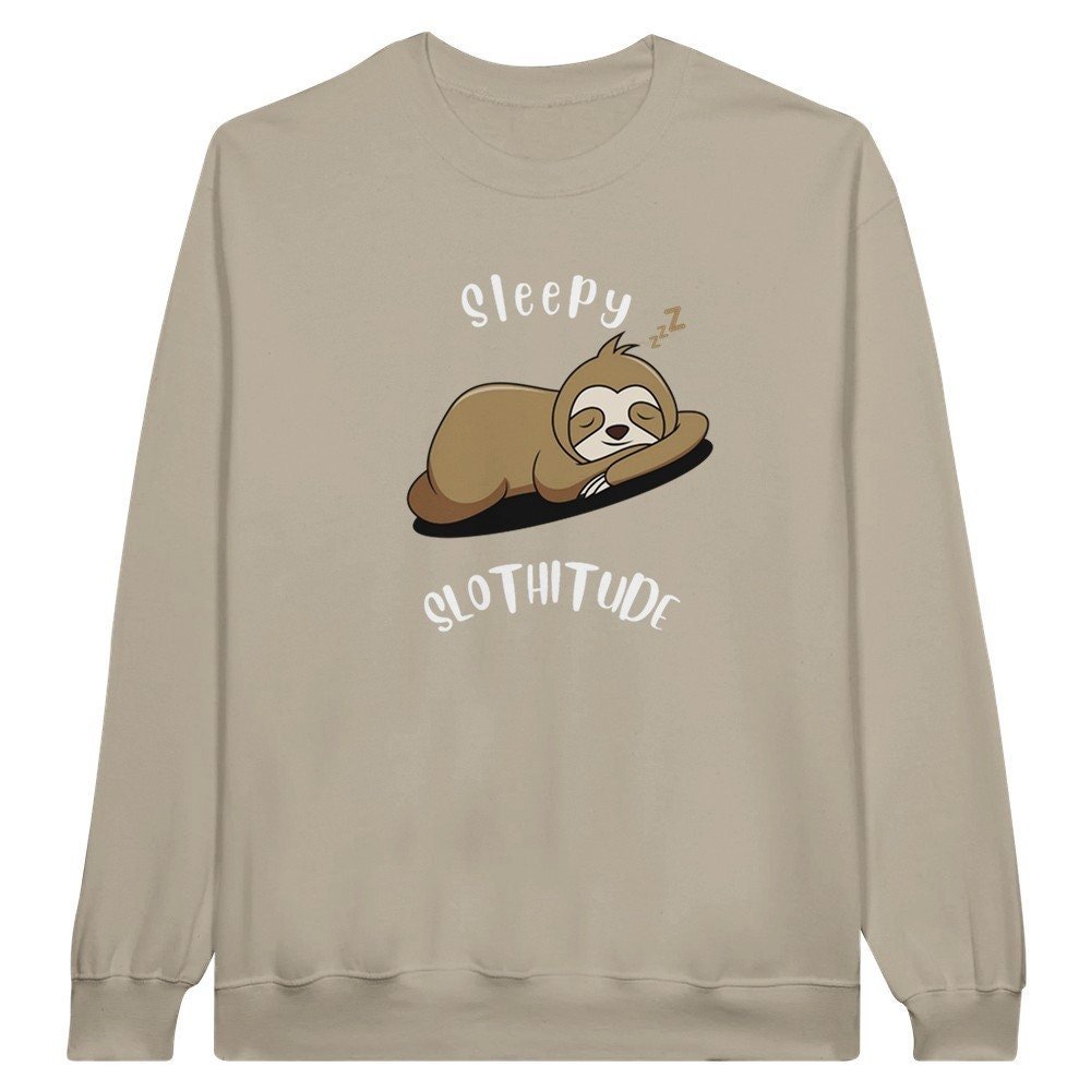 Sleepy Slothitude Unisex Crew Neck Sweatshirt - BoundlessLoveStore - Black - S - Clothing - College Sweatshirt