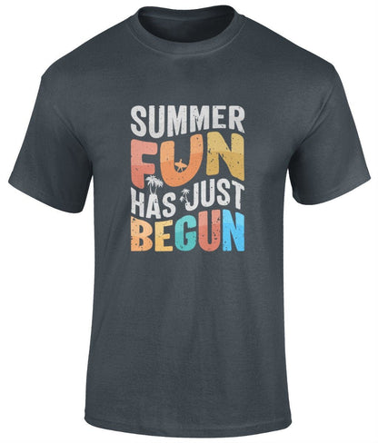 Summer Fun Has Just Begun T-Shirt, Graphic Unisex Tee - BoundlessLoveStore - Charcoal - Small - artisan print - beach