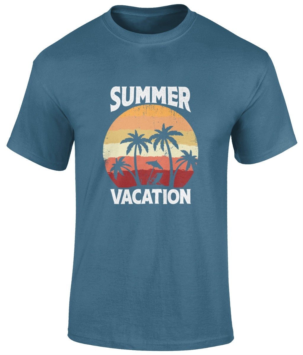 Summer vacation T-Shirt, Graphic Unisex Tee - BoundlessLoveStore -Indigo - Small - artisan print - beach vibes