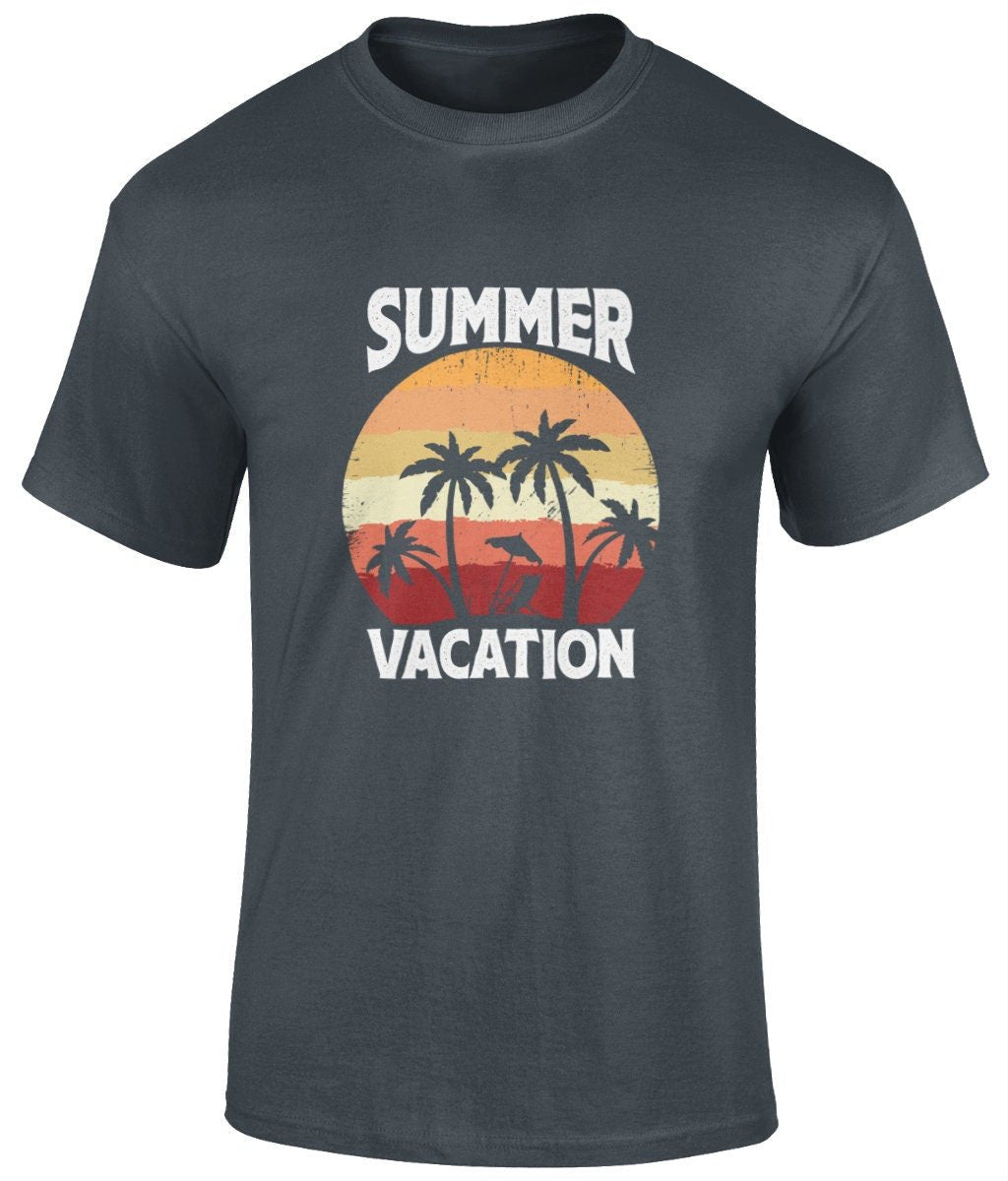 Summer vacation T-Shirt,  Graphic Unisex Tee - BoundlessLoveStore - Charcoal - Small - artisan print - beach vibes