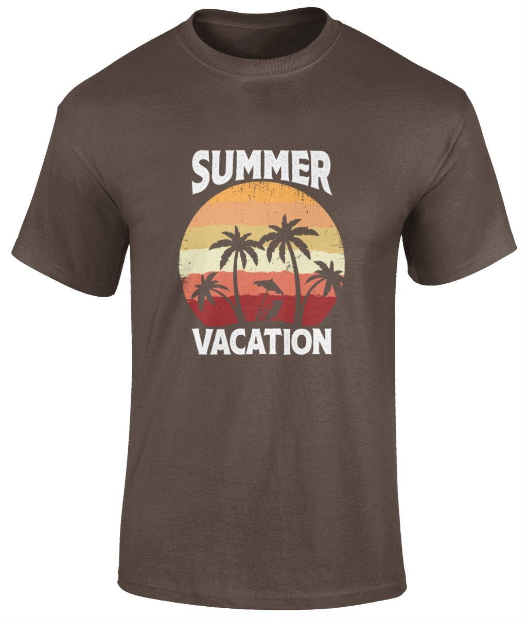 Summer vacation T-Shirt, , Graphic Unisex Tee - BoundlessLoveStore - Dark Chocolate - Small - artisan print - beach vibes