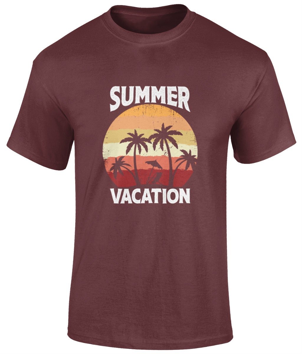 Summer vacation T-Shirt,  Graphic Unisex Tee - BoundlessLoveStore - Maroon - Small - artisan print - beach vibes