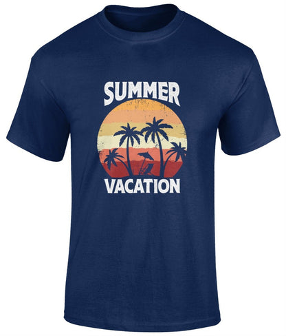 Summer vacation T-Shirt, , Graphic Unisex Tee - BoundlessLoveStore - Navy - Small - artisan print - beach vibes