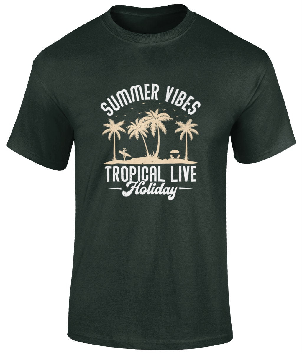 Summer vibes tropical live T-Shirt, Graphic Unisex Tee - BoundlessLoveStore - Dark Heather - Small - artisan print - beach