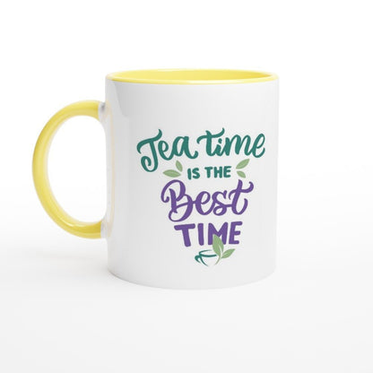 Tea Time Is The Best Time Mug - BoundlessLoveStore - Yellow - Affirmations Gift - Daily Reminder Mug