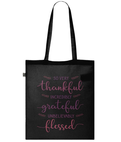 Thankful Grateful Blessed Personalised Tote Bag - BoundlessLoveStore - Black - Birthday Gifts - Bridal party gift