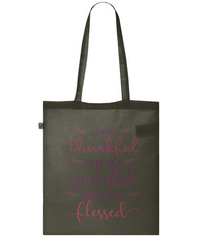 Thankful Grateful Blessed Personalised Tote Bag - BoundlessLoveStore - Moss Green - Birthday Gifts - Bridal party gift