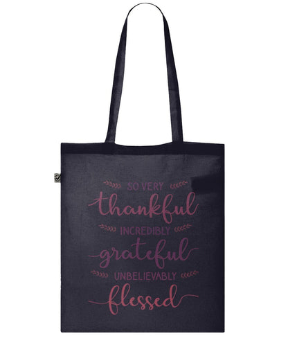 Thankful Grateful Blessed Personalised Tote Bag - BoundlessLoveStore - Dark Navy Blue - Birthday Gifts - Bridal party gift