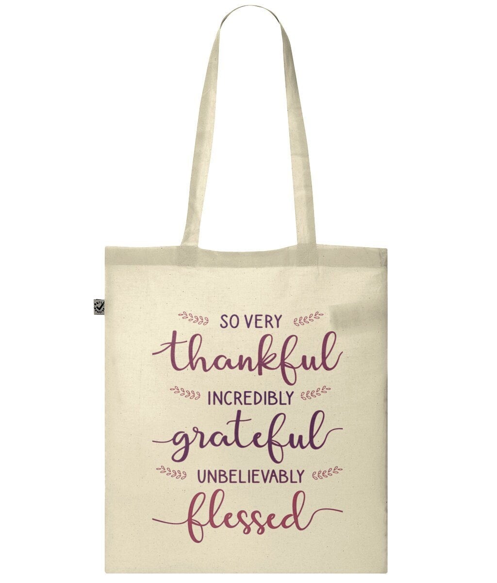 Thankful Grateful Blessed Personalised Tote Bag - BoundlessLoveStore - Natural - Birthday Gifts - Bridal party gift