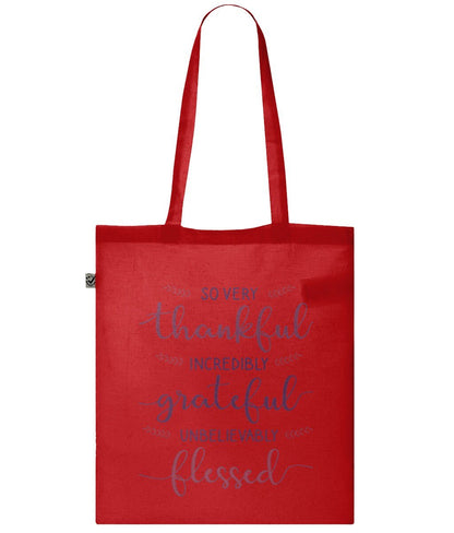 Thankful Grateful Blessed Personalised Tote Bag - BoundlessLoveStore - Red - Birthday Gifts - Bridal party gift