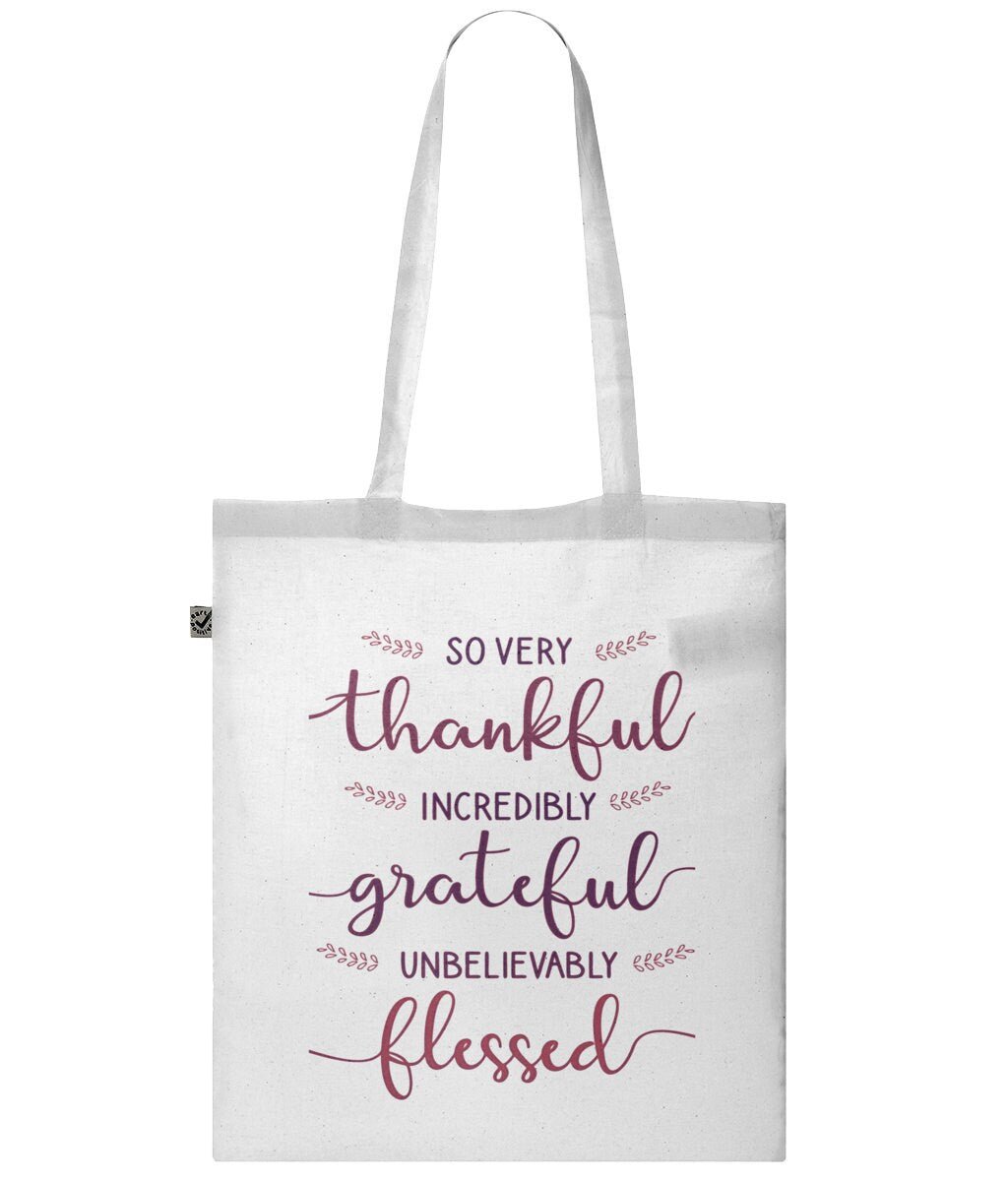 Thankful Grateful Blessed Personalised Tote Bag - BoundlessLoveStore - White - Birthday Gifts - Bridal party gift