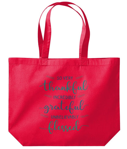 Thankful Grateful Blessed Personalised Tote Bag - BoundlessLoveStore - Red - Birthday Gifts - Bridal party gift