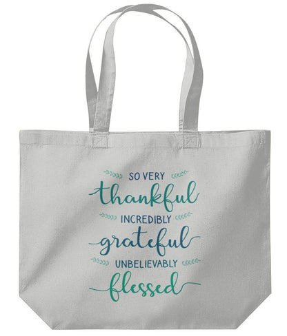 Thankful Grateful Blessed Personalised Tote Bag - BoundlessLoveStore - Light Grey - Birthday Gifts - Bridal party gift