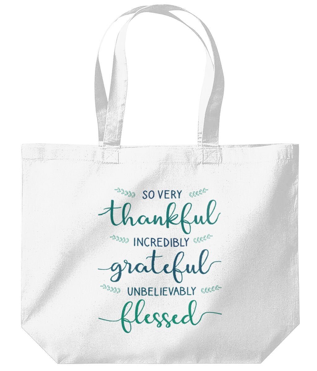 Thankful Grateful Blessed Personalised Tote Bag - BoundlessLoveStore - White - Birthday Gifts - Bridal party gift