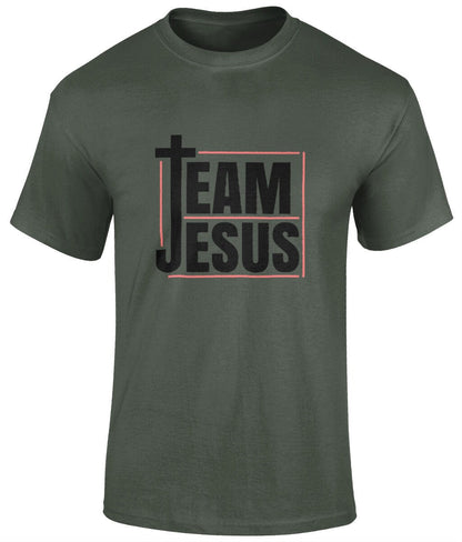 The Cross Team Jesus Unisex Christian T- Shirt, Faith T-Shirts - BoundlessLoveStore - Military Green - Small -