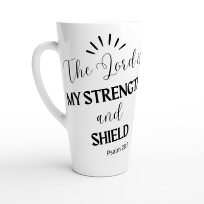 The Lord is my strength and shield jumbo latte mug - BoundlessLoveStore - - birthday gift friend - Christian mug gift