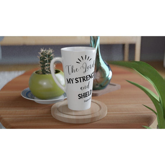 The Lord is my strength and shield jumbo latte mug - BoundlessLoveStore - - birthday gift friend - Christian mug gift