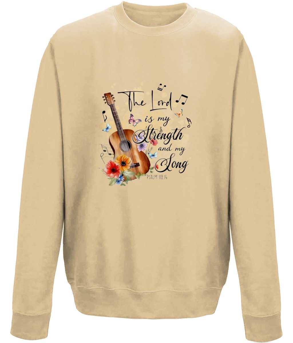 The Lord Is My Strength and Song unisex  sweatshirt - BoundlessLoveStore - X-Small - Desert Sand - Christian Sweatshirt -