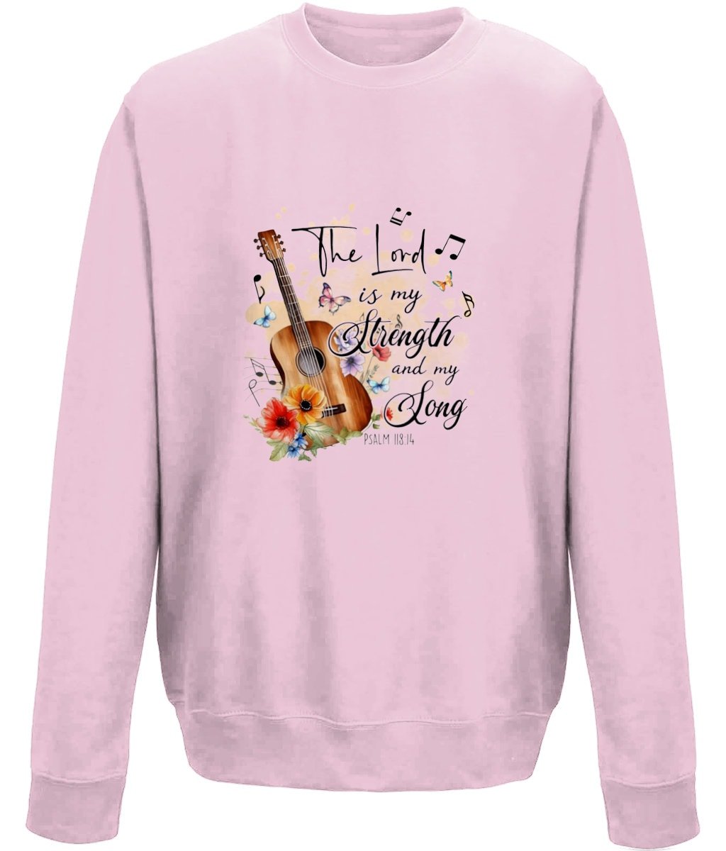 The Lord Is My Strength and Song unisex  sweatshirt - BoundlessLoveStore - X-Small - Baby Pink - Christian Sweatshirt