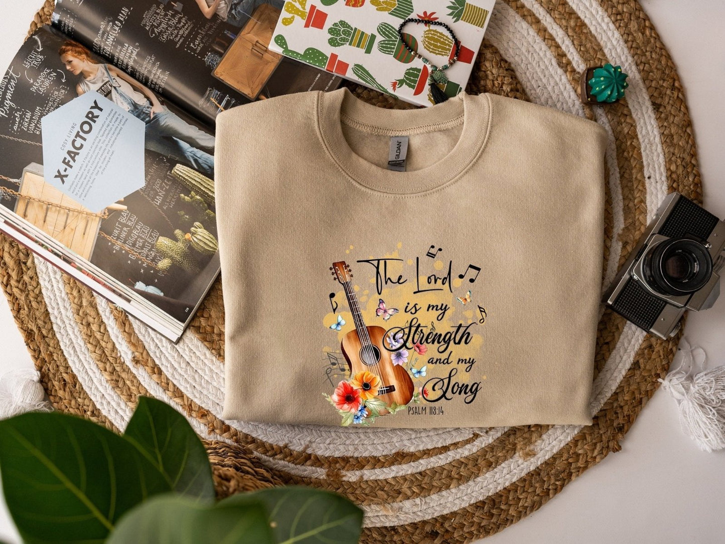 The Lord Is My Strength and Song unisex sweatshirt - BoundlessLoveStore - X-Small - Desert Sand - Christian Sweatshirt