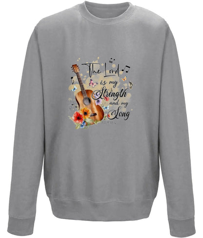 The Lord Is My Strength and Song unisex  sweatshirt - BoundlessLoveStore - X-Small - Graphite Heather - Christian Sweatshirt