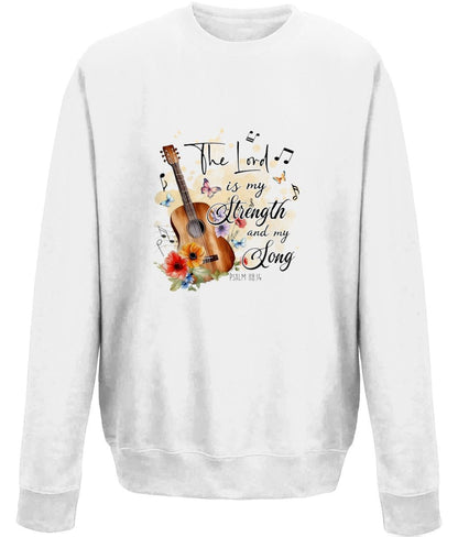 The Lord Is My Strength and Song unisex  sweatshirt - BoundlessLoveStore - X-Small -- White - Christian Sweatshirt