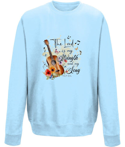 The Lord Is My Strength and Song unisex  sweatshirt - BoundlessLoveStore - X-Small - Sky Blue - Christian Sweatshirt