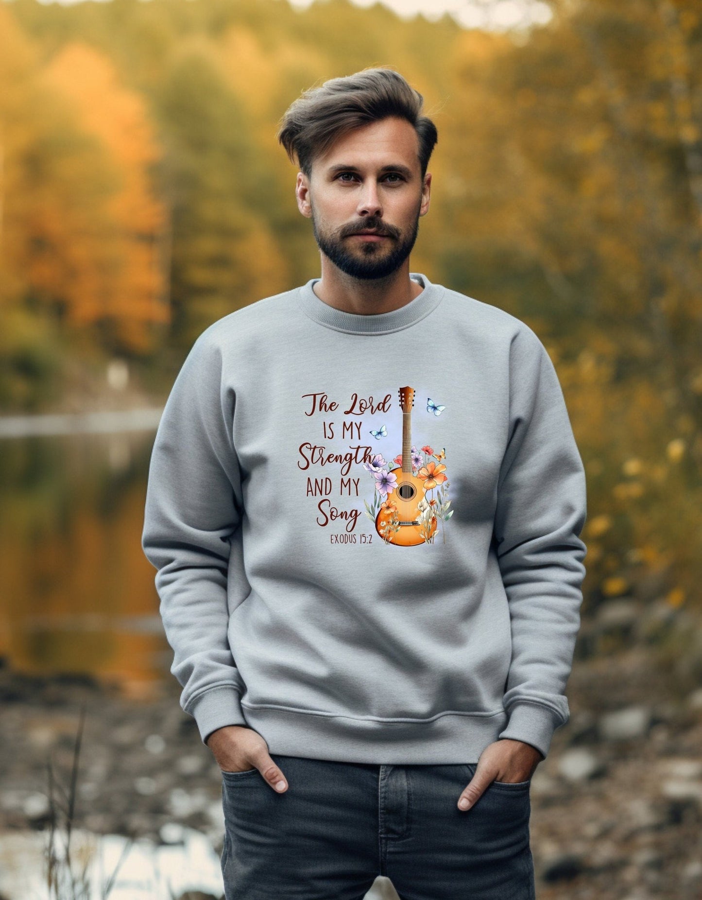 The Lord is my Strength unisex sweatshirt - BoundlessLoveStore - X-Small - Heather Grey - Christian Sweatshirt - Clothing