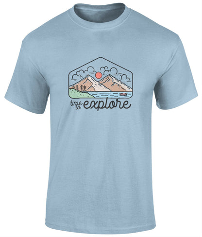 Time to explore T-Shirt, Graphic T Shirt, Graphic Unisex Tee - BoundlessLoveStore - Light Blue - Small - artisan print -