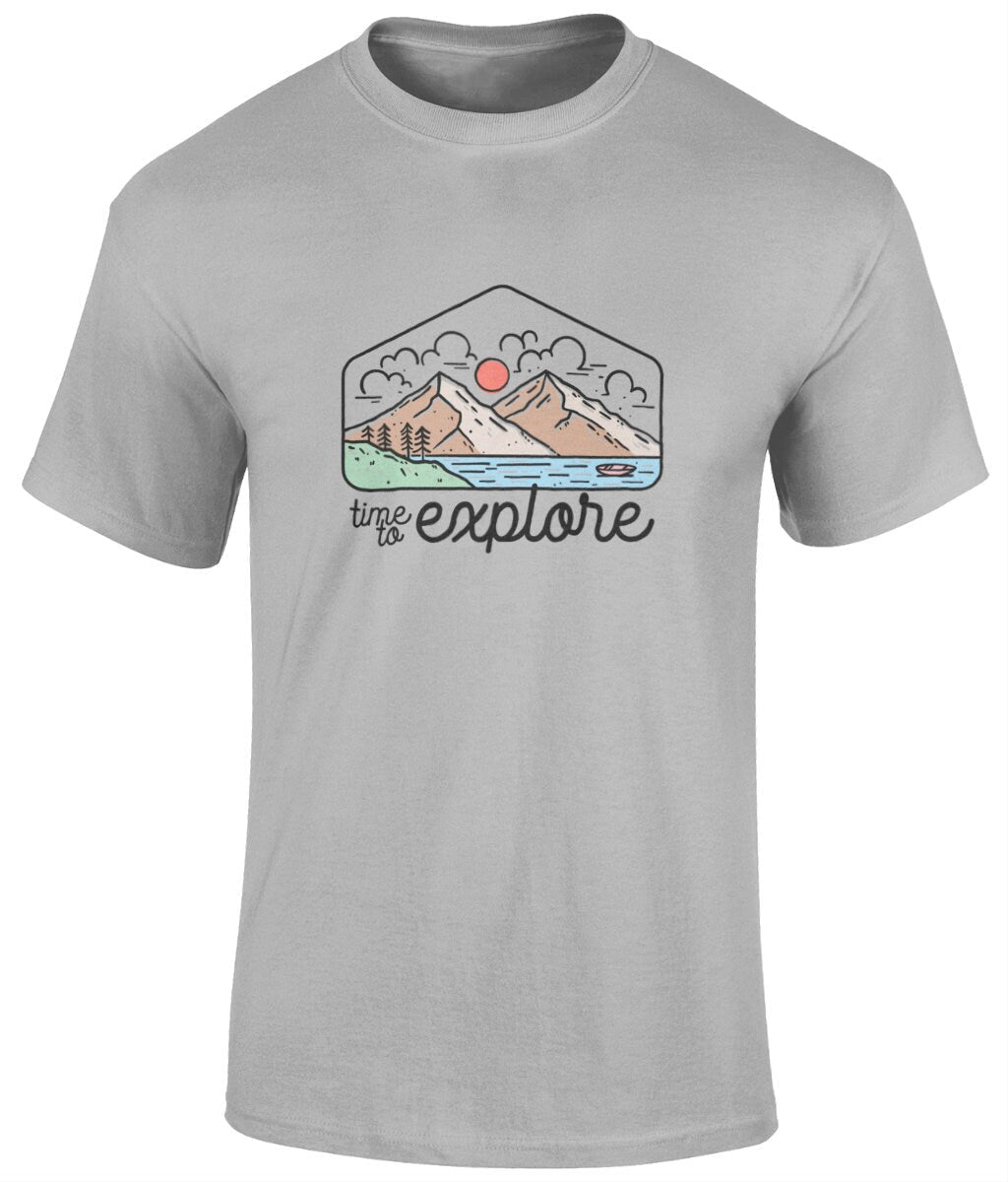 Time to explore T-Shirt, Graphic T Shirt, Graphic Unisex Tee - BoundlessLoveStore - sports grey - Small - artisan print -