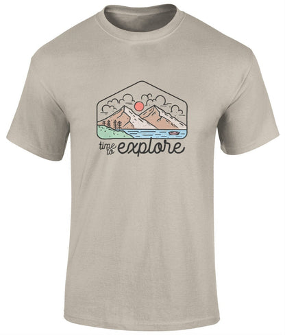 Time to explore T-Shirt, Graphic T Shirt, Graphic Unisex Tee - BoundlessLoveStore - sand - Small - artisan print