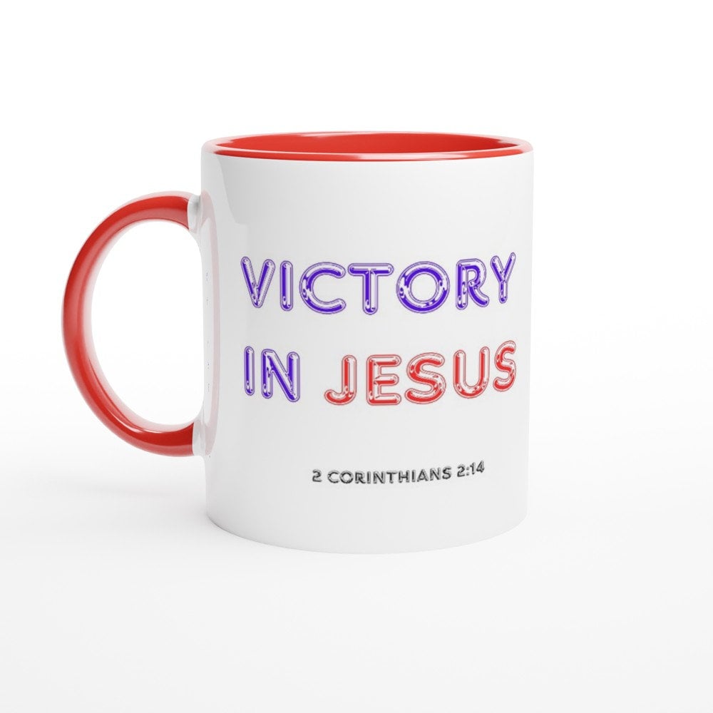 Victory in Jesus Mug - BoundlessLoveStore - Red - birthday gift friend - Christian mug gift