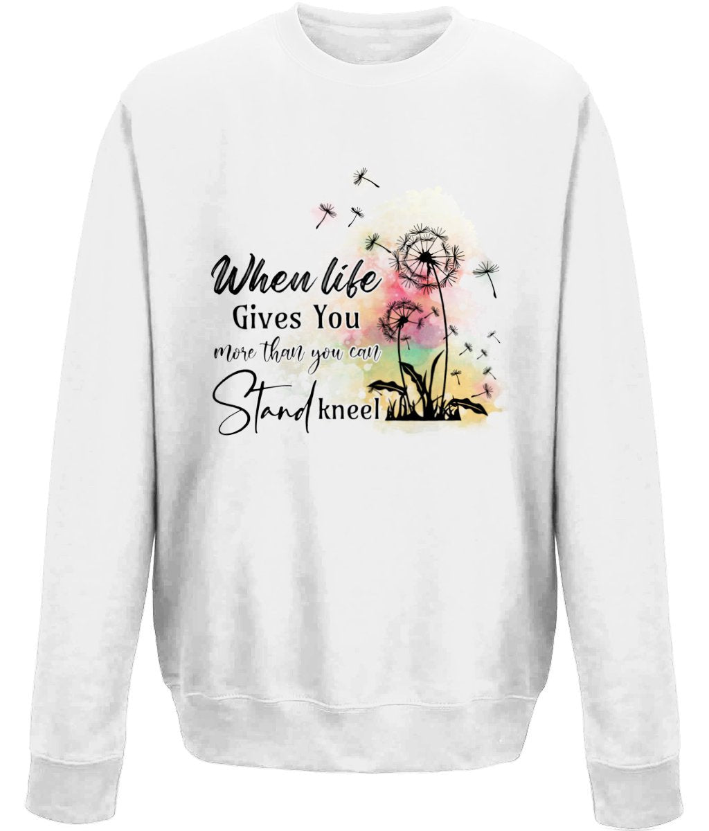 When Life Gives You More Than You Can Stand Kneel unisex sweatshirt - BoundlessLoveStore - X-Small -White - Christian