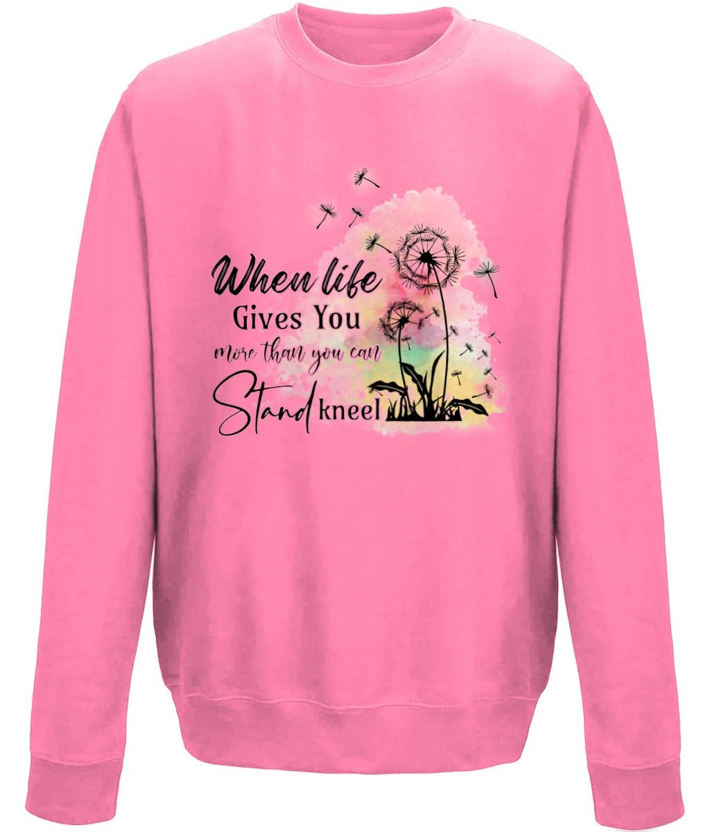 When Life Gives You More Than You Can Stand Kneel unisex sweatshirt - BoundlessLoveStore -X-Small- Candyfloss Pink -Christian