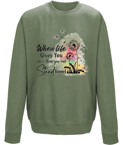 When Life Gives You More Than You Can Stand Kneel unisex sweatshirt - BoundlessLoveStore - X-Small - Earthy Green - Christian